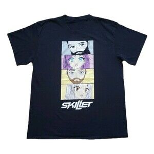 Skillet Christian Rock Band Anime Size M-L Mens Black T-Shirt Memphis Tennessee